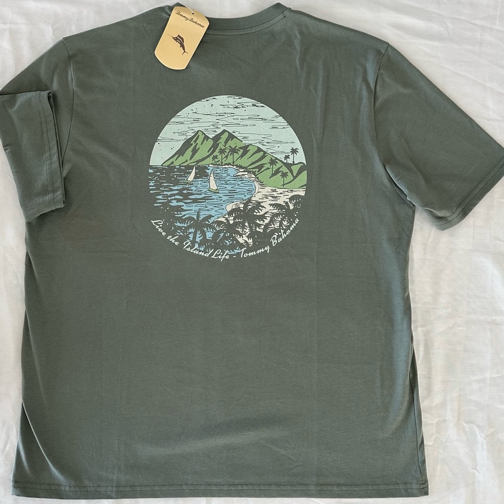 Tommy Bahama Men’s LIVE THE ISLAND LIFE T-shirt Sagebrush Green L New w/ tags